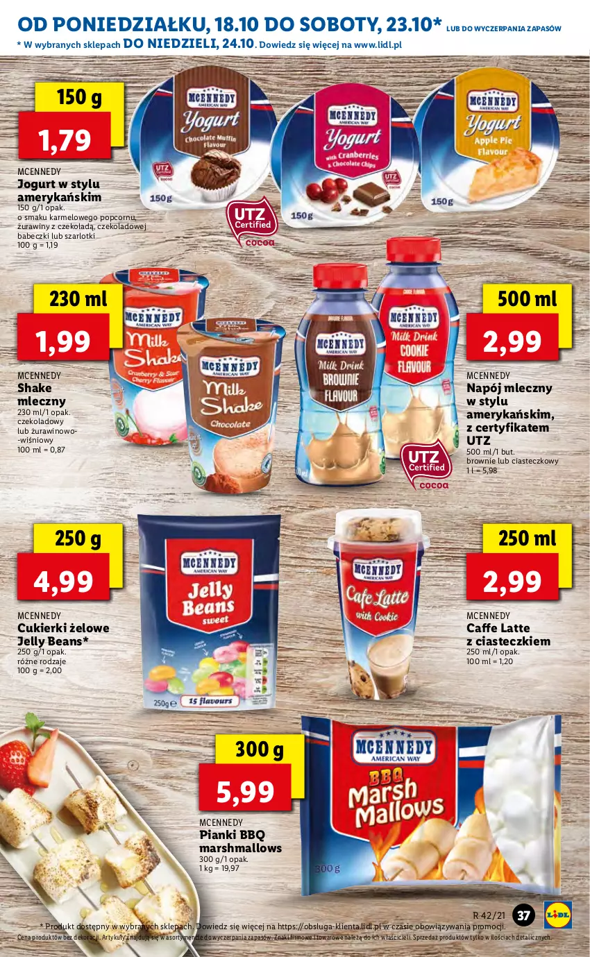 Gazetka promocyjna Lidl - ważna 18.10 do 21.10.2021 - strona 37 - produkty: Babeczki, Brownie, Cukier, Cukierki, Jelly beans, Jogurt, Mars, Marshmallows, Napój, Napój mleczny, Popcorn, Wino