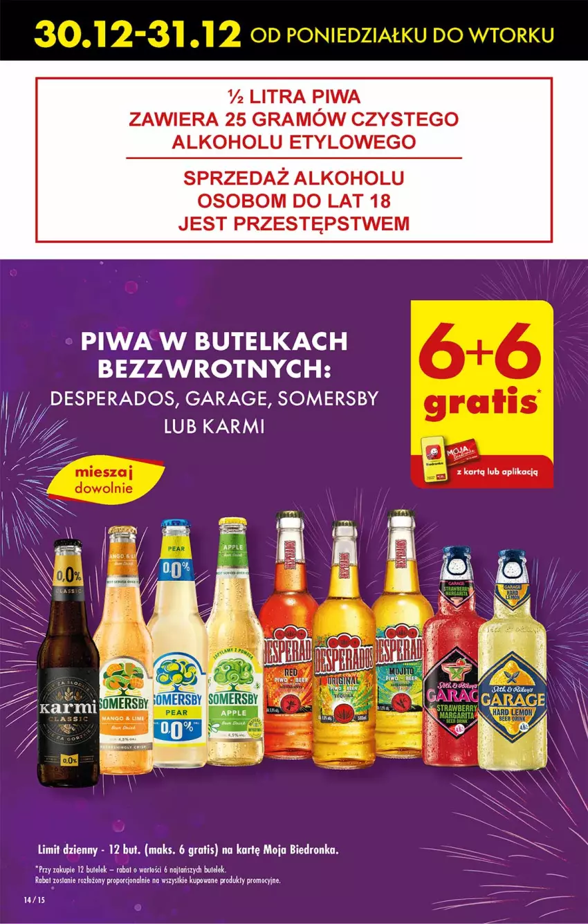 Gazetka promocyjna Biedronka - Od Poniedziałku - ważna 30.12.2024 do 04.01.2025 - strona 14 - produkty: Desperados, Gra, Karmi, Piwa, Por, Somersby