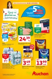 Gazetka promocyjna Auchan - Rysuje się przerwa na coś pysznego Moje Auchan - Gazetka - ważna od 01.09 do 01.09.2021 - strona 1 - produkty: Kurczak, Makaron, Krakus, Por, Filet z piersi kurczaka, Goliard, Herbata czarna, Lack, Szynka, Tetley, Sport, Danio, Woda, Herbata, Cisowianka