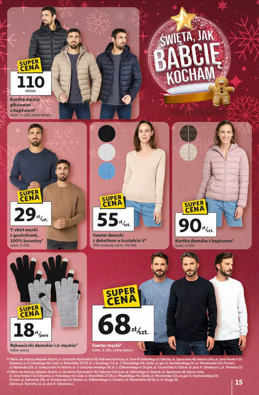 Gazetka promocyjna Auchan - katalog prezenty Świera jak babcię kocham Hipermarket - ważna 27.11 do 03.12.2025 - strona 15 - produkty: Kurtka, Sweter, T-shirt