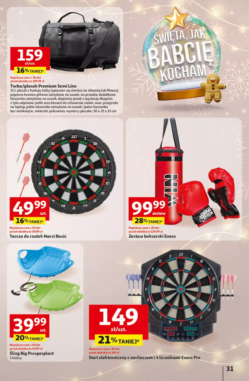 Gazetka promocyjna Auchan - katalog prezenty Świera jak babcię kocham Hipermarket - ważna 27.11 do 03.12.2025 - strona 31 - produkty: Dart elektroniczny, Pasek, Plecak, Ser, Top, Torba, Zestaw bokserski