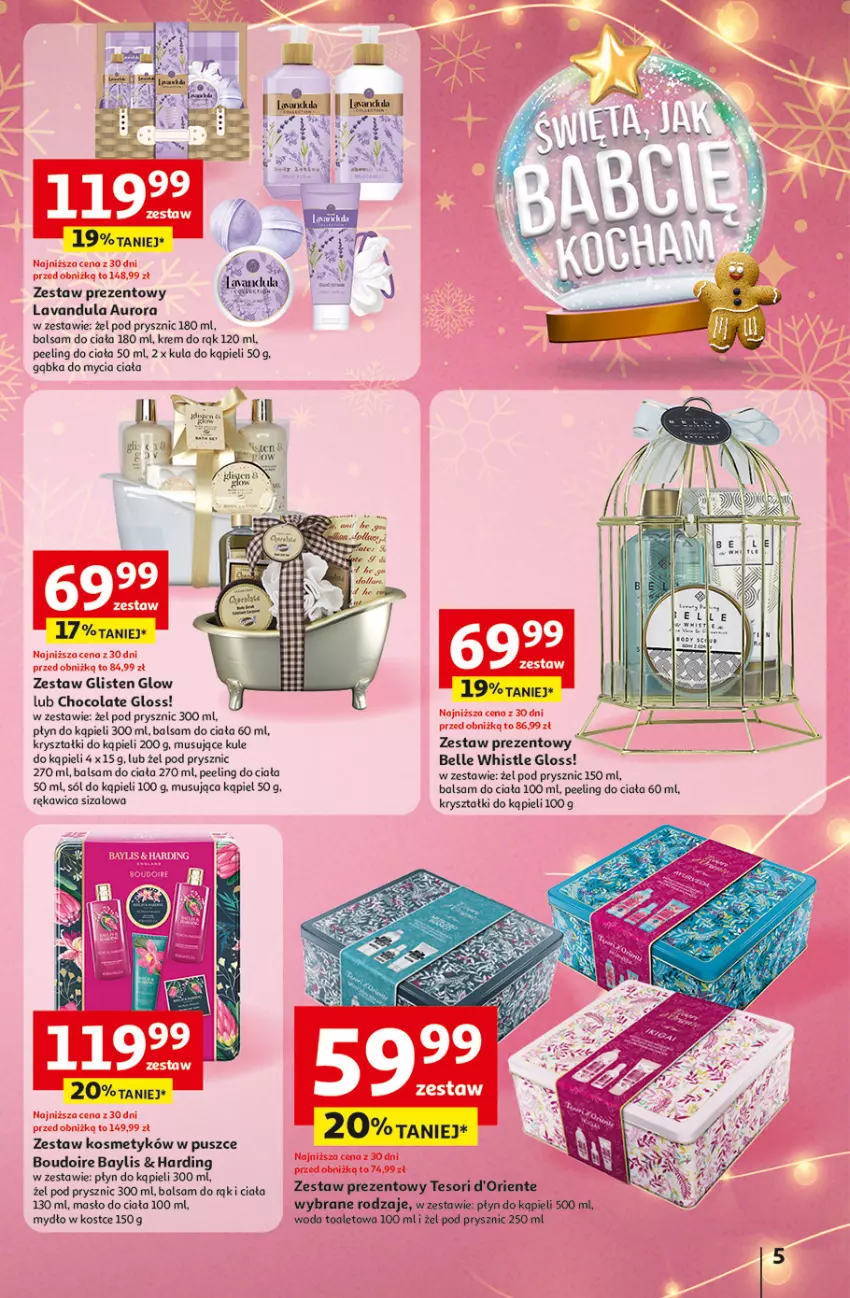 Gazetka promocyjna Auchan - katalog prezenty Świera jak babcię kocham Hipermarket - ważna 27.11 do 03.12.2025 - strona 5 - produkty: Balsam do ciała, Bell, Krem do rąk, Kula do kąpieli, Masło, Masło do ciała, Mus, Mydło, Peeling, Płyn do kąpieli, Sól, Sól do kąpieli, Woda, Woda toaletowa, Zestaw prezentowy
