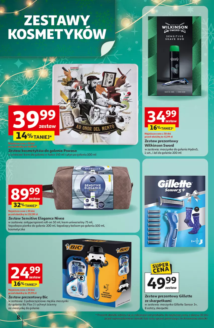 Gazetka promocyjna Auchan - katalog prezenty Świera jak babcię kocham Hipermarket - ważna 27.11 do 03.12.2025 - strona 8 - produkty: Antyperspirant, Balsam po goleniu, BIC, Gillette, Karp, Kosmetyczka, Krem do golenia, Krem uniwersalny, LG, Maszynka, Maszynka do golenia, Nivea, Pianka do golenia, Skarpetki, Szynka, Wilkinson Sword, Zestaw prezentowy