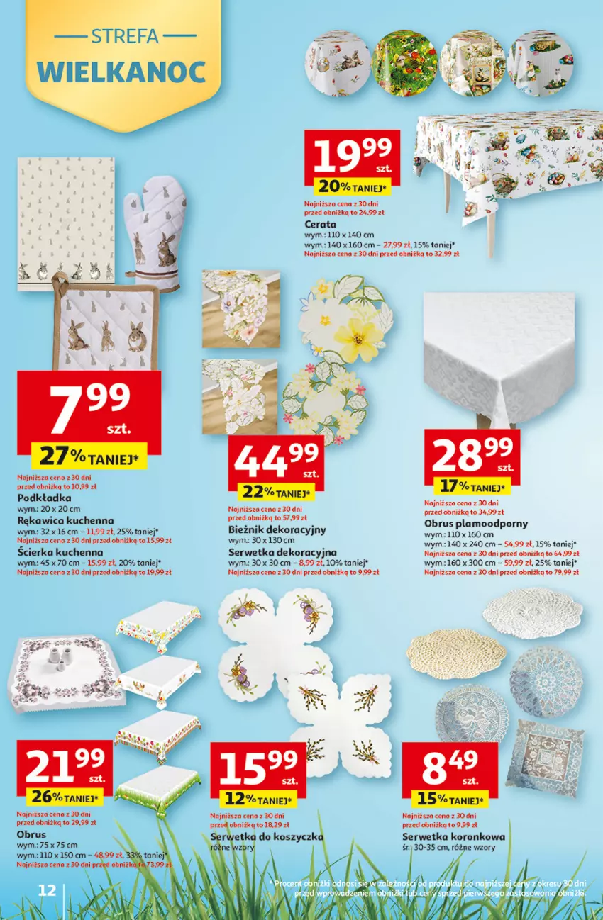 Gazetka promocyjna Auchan - 30 Lat Hipermarket - ważna 12.03 do 18.03.2026 - strona 12 - produkty: Bieżnik, Kosz, Obrus, Podkład, Podkładka, Por, Rękawica kuchenna, Ser