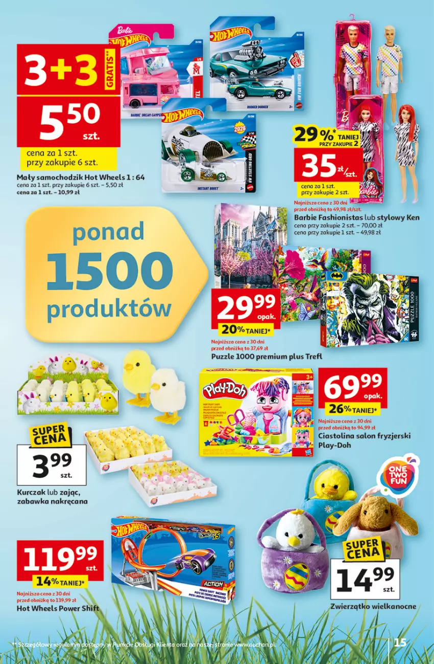 Gazetka promocyjna Auchan - 30 Lat Hipermarket - ważna 12.03 do 18.03.2026 - strona 15 - produkty: Barbie, Chodzik, Fa, Hot Wheels, Kurczak, Play-Doh, Puzzle, Zabawka