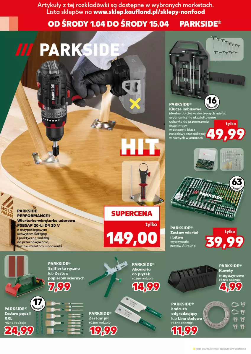 Gazetka promocyjna Kaufland - Kaufland - ważna 01.04 do 15.04.2026 - strona 10 - produkty: Gra, Parkside, Szlifierka, Uchwyty, Zestaw pędzli, Zestaw wierteł