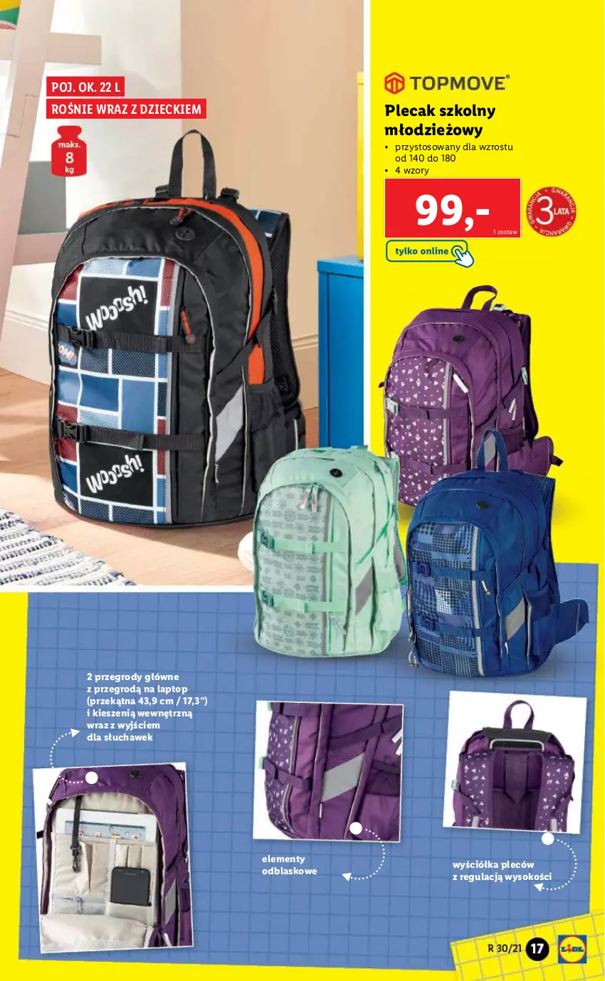 Gazetka promocyjna Lidl - KATALOG SKLEPÓW STACJONARNYCH - ważna 26.07 do 07.08.2021 - strona 17 - produkty: Plecak, Sok, Top