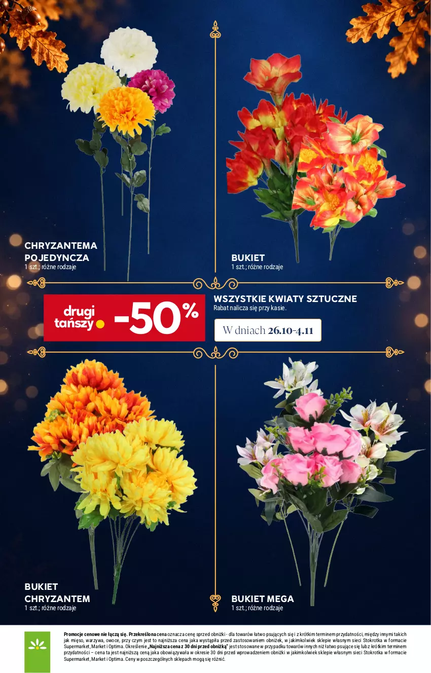 Gazetka promocyjna Stokrotka - Katalog Znicze - ważna 29.10 do 04.11.2026 - strona 14 - produkty: Bukiet, Chryzantema, Mięso, Optima, Owoce, Warzywa