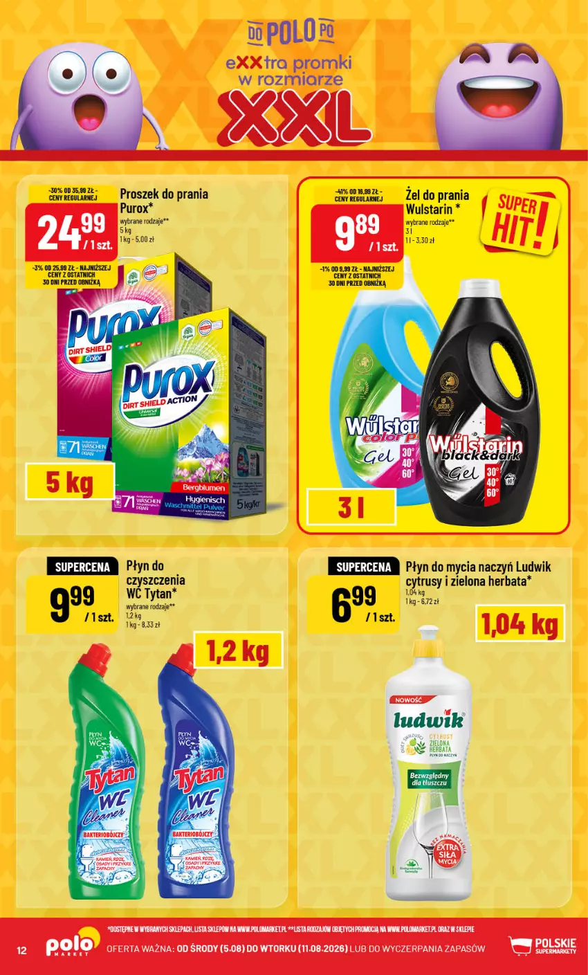 Gazetka promocyjna PoloMarket - Gazetka 32 - ważna 05.08 do 11.08.2026 - strona 12 - produkty: Do mycia naczyń, Herbata, Ludwik, Płyn do mycia, Płyn do mycia naczyń, Proszek do prania, Pur