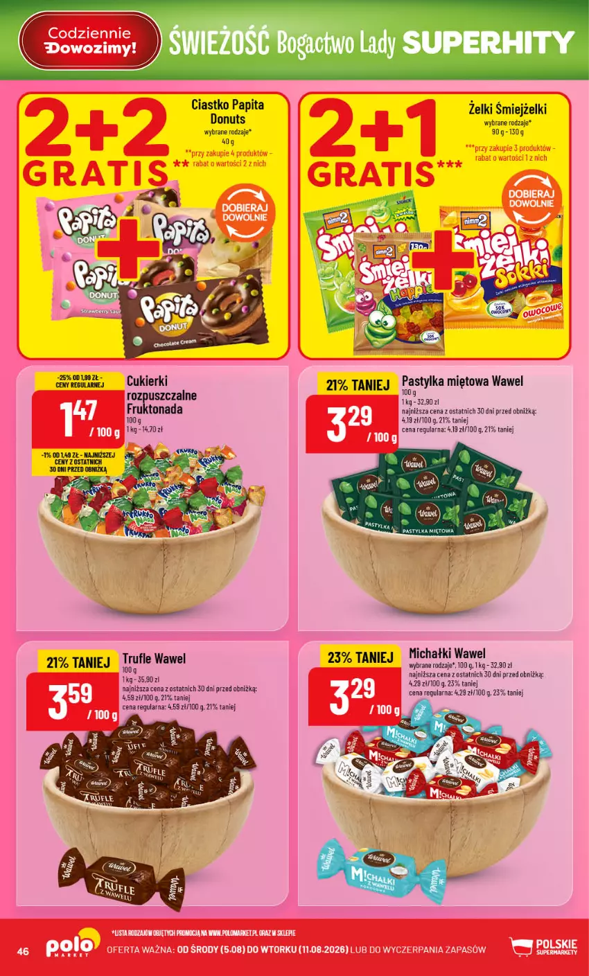 Gazetka promocyjna PoloMarket - Gazetka 32 - ważna 05.08 do 11.08.2026 - strona 46 - produkty: Cukier, Cukierki, Donut, Michałki, Wawel