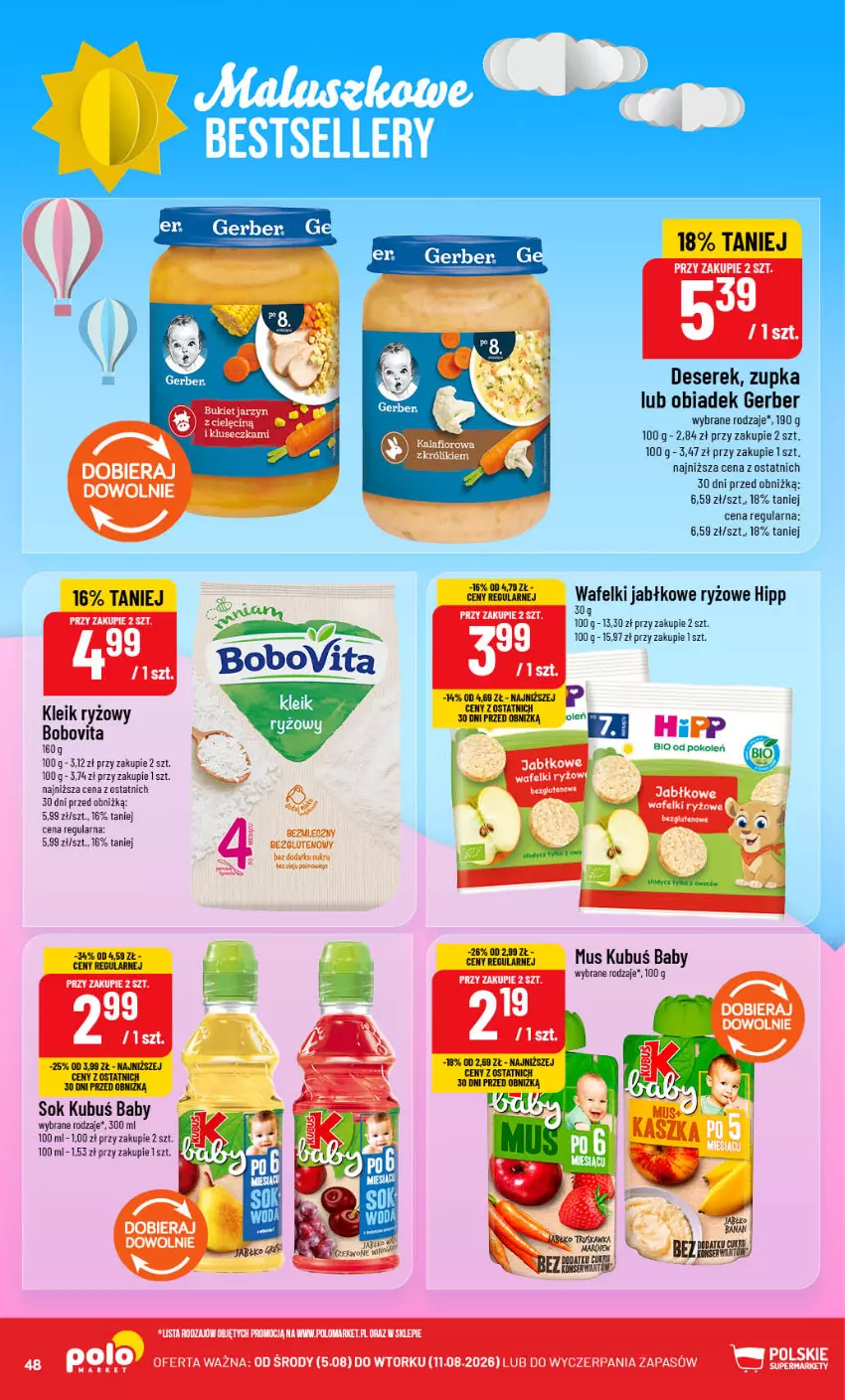 Gazetka promocyjna PoloMarket - Gazetka 32 - ważna 05.08 do 11.08.2026 - strona 48 - produkty: Bukiet, Deser, Gerber, HiPP, Kubuś, Mus, Ryż, Ser, Serek, Sok