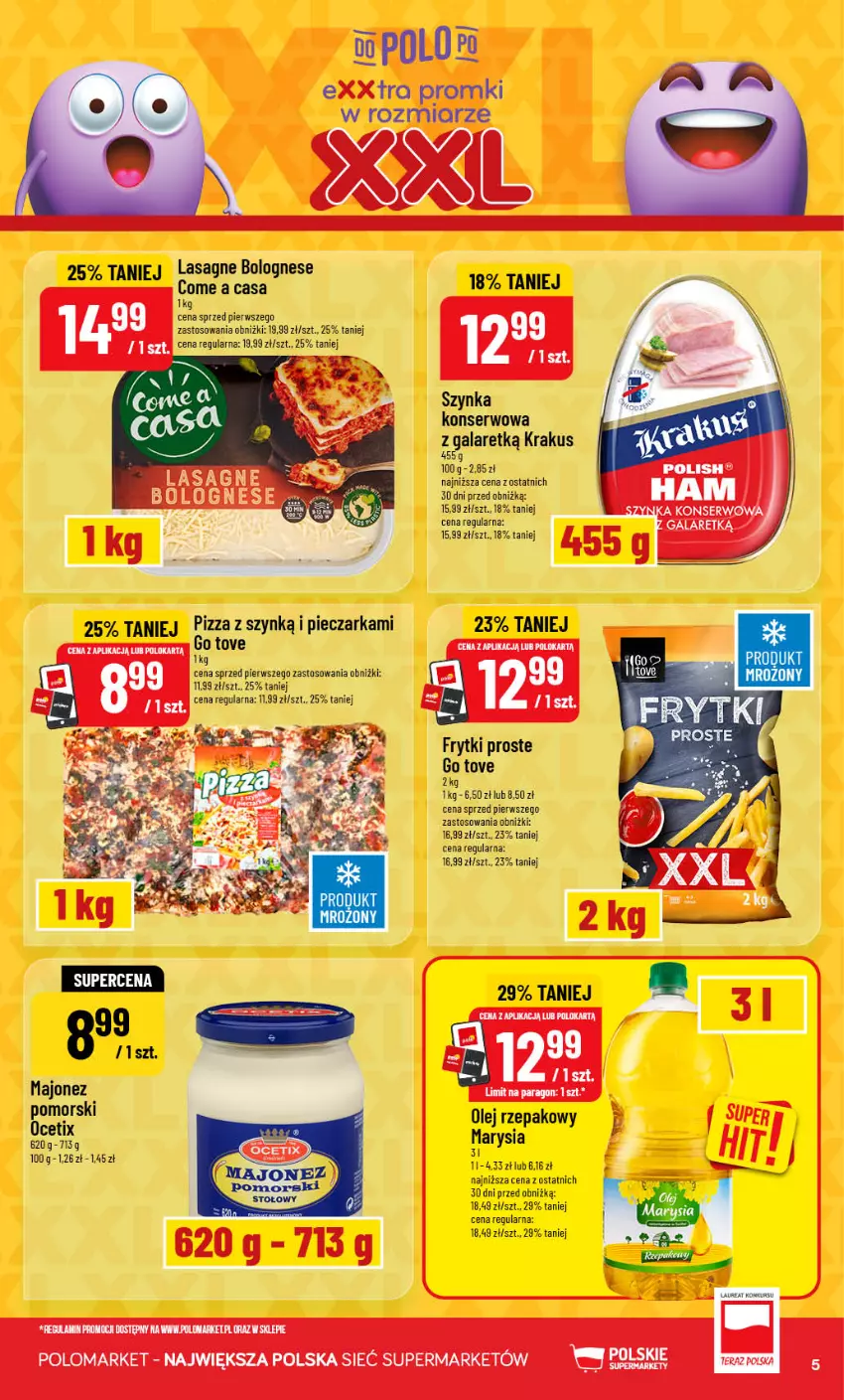 Gazetka promocyjna PoloMarket - Gazetka 32 - ważna 05.08 do 11.08.2026 - strona 5 - produkty: Frytki, Gala, Krakus, Lasagne, Lasagne bolognese, Laur, Majonez, Ocet, Piec, Pieczarka, Pizza, Ser, Szynka, Szynka konserwowa