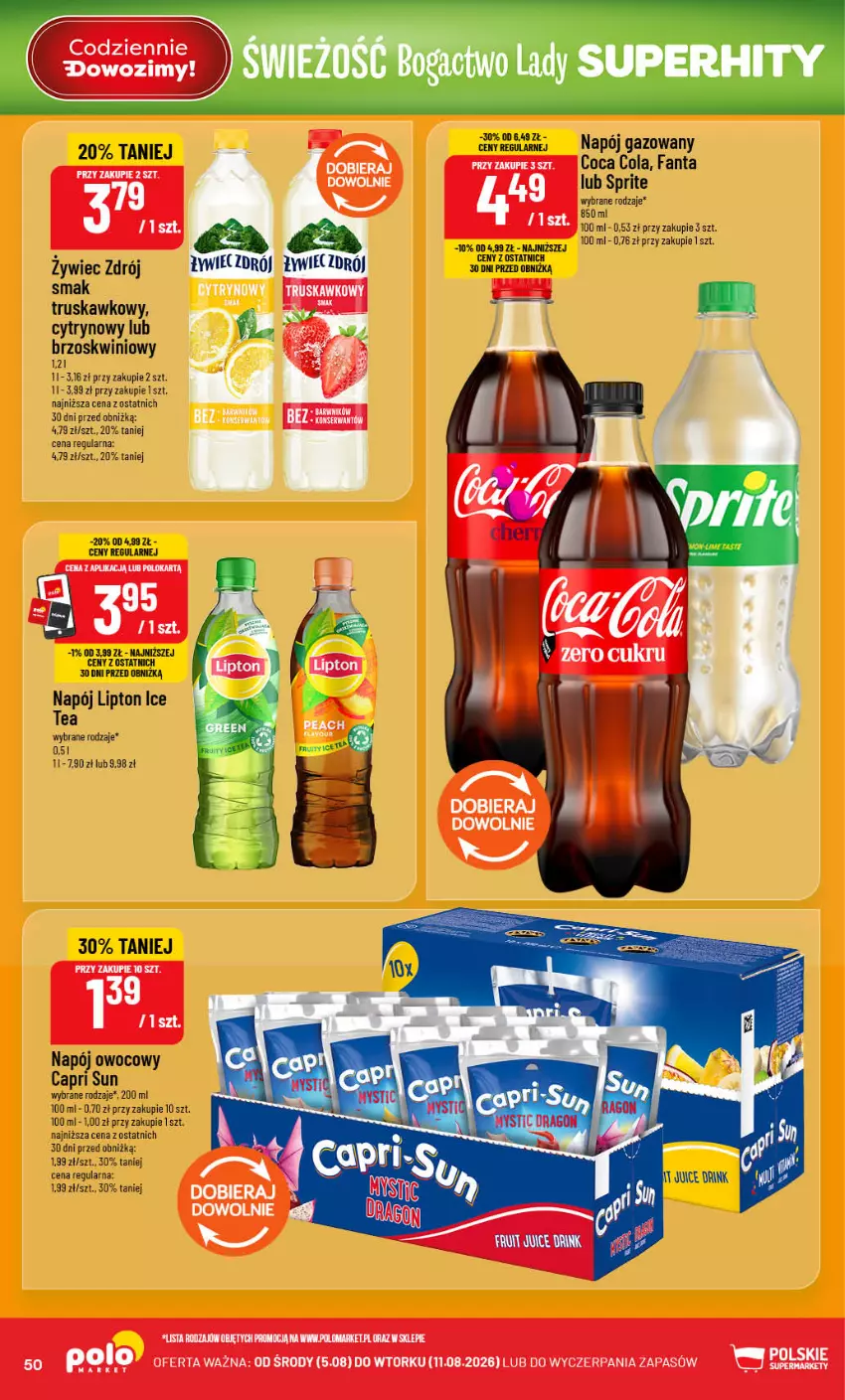 Gazetka promocyjna PoloMarket - Gazetka 32 - ważna 05.08 do 11.08.2026 - strona 50 - produkty: Fa, Fanta, Ice tea, Lipton, Napój, Napój gazowany, Sprite