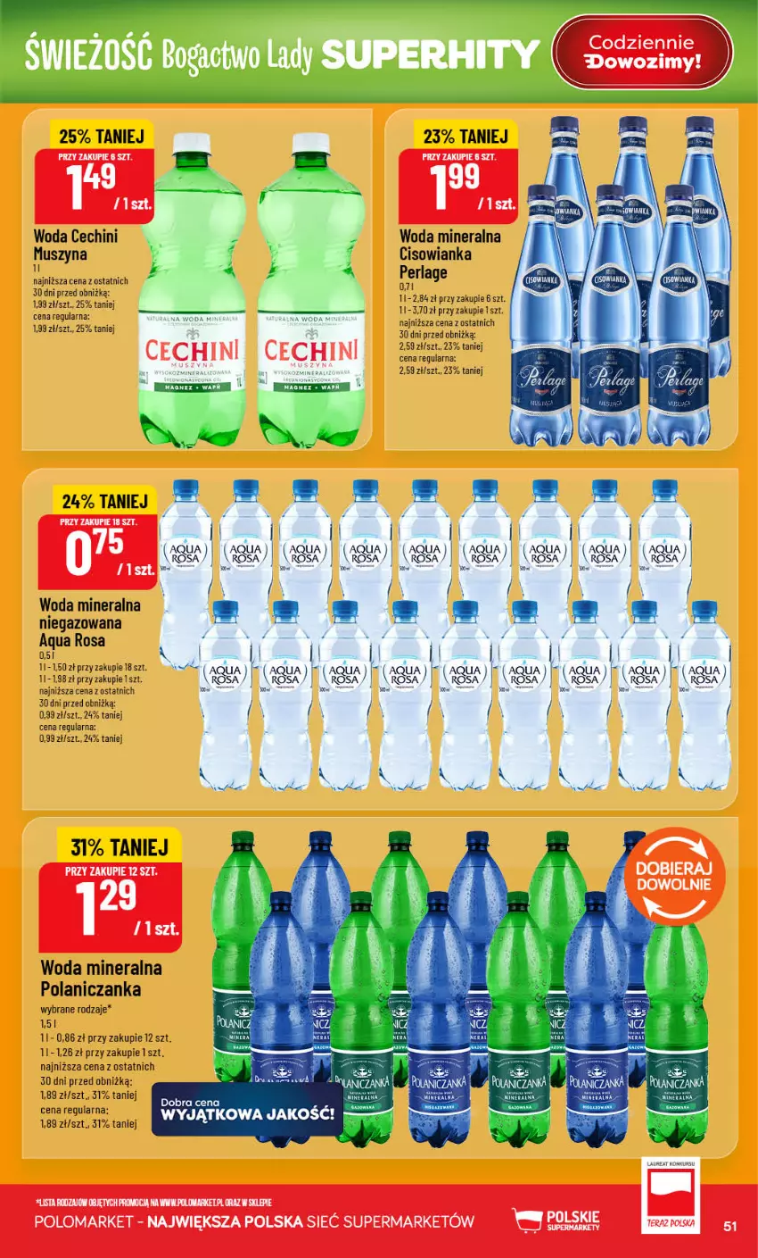 Gazetka promocyjna PoloMarket - Gazetka 32 - ważna 05.08 do 11.08.2026 - strona 51 - produkty: Cisowianka, Jaja, Mus, Szyna, Tera, Woda, Woda mineralna