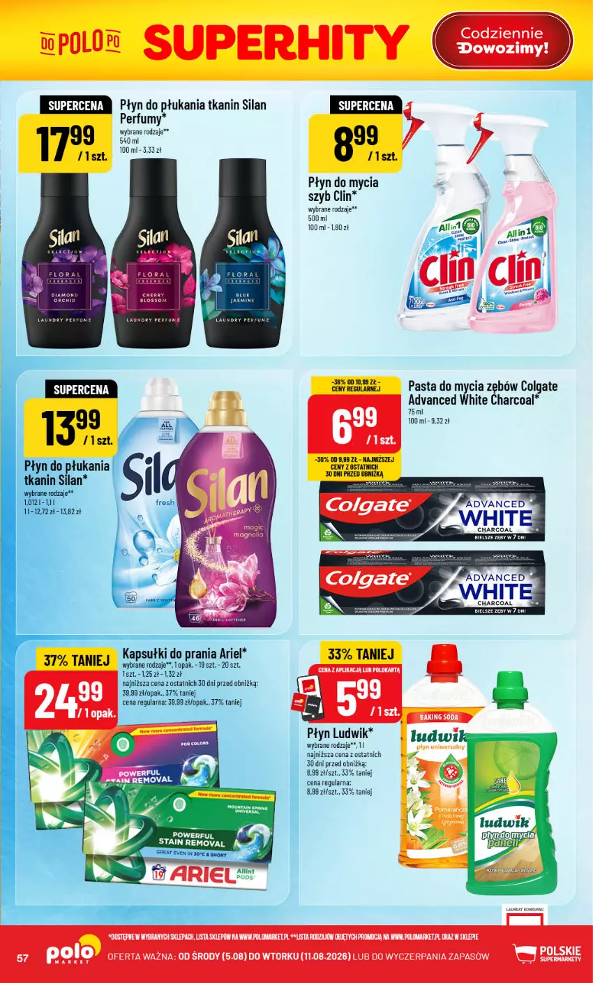 Gazetka promocyjna PoloMarket - Gazetka 32 - ważna 05.08 do 11.08.2026 - strona 57 - produkty: Ariel, Clin, Kapsułki do prania, Ludwik, Perfum, Płyn do mycia