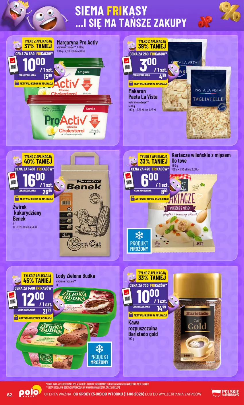 Gazetka promocyjna PoloMarket - Gazetka 32 - ważna 05.08 do 11.08.2026 - strona 62 - produkty: Kawa, Kawa rozpuszczalna, Lody, Makaron, Margaryna, Zielona Budka