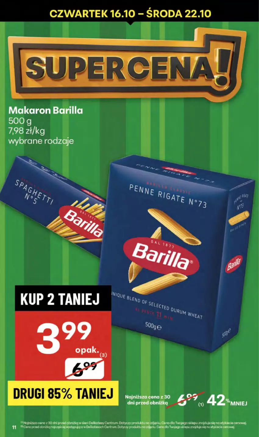 Gazetka promocyjna Delikatesy Centrum - Franczyza DC42 Czwartek - ważna 16.10 do 22.10.2025 - strona 11 - produkty: Barilla, Koc, Makaron, Rum