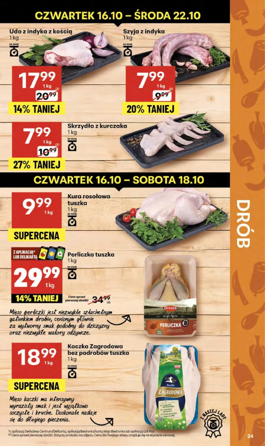 Gazetka promocyjna Delikatesy Centrum - Franczyza DC42 Czwartek - ważna 16.10 do 22.10.2025 - strona 24 - produkty: Kaczka, Kurczak, Mięso, Perliczka, Piec, Rum, Tusz