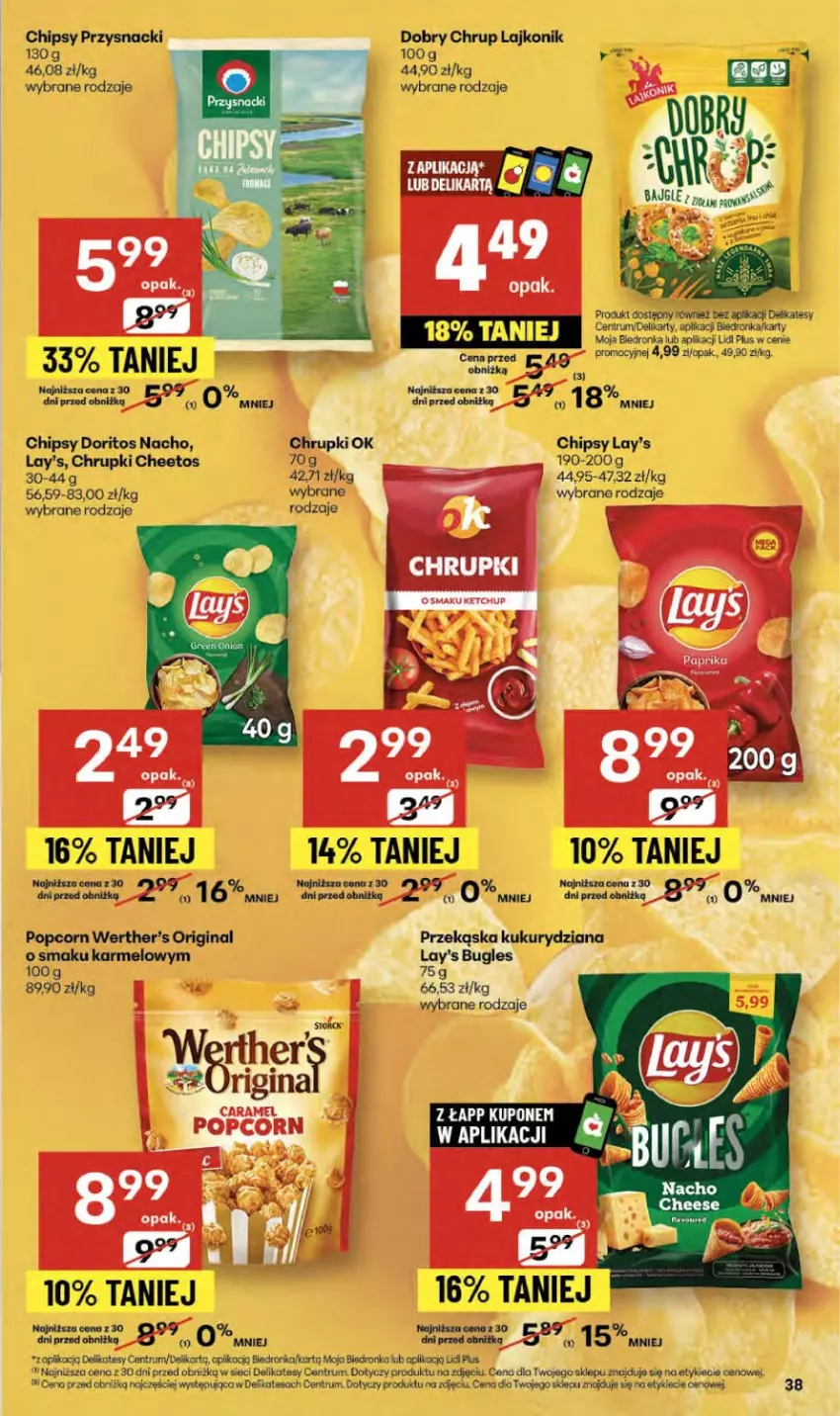 Gazetka promocyjna Delikatesy Centrum - Franczyza DC42 Czwartek - ważna 16.10 do 22.10.2025 - strona 38 - produkty: Cheetos, Chipsy, Chrupki, Fa, Gin, NOWAK, Popcorn, Przysnacki, Rum