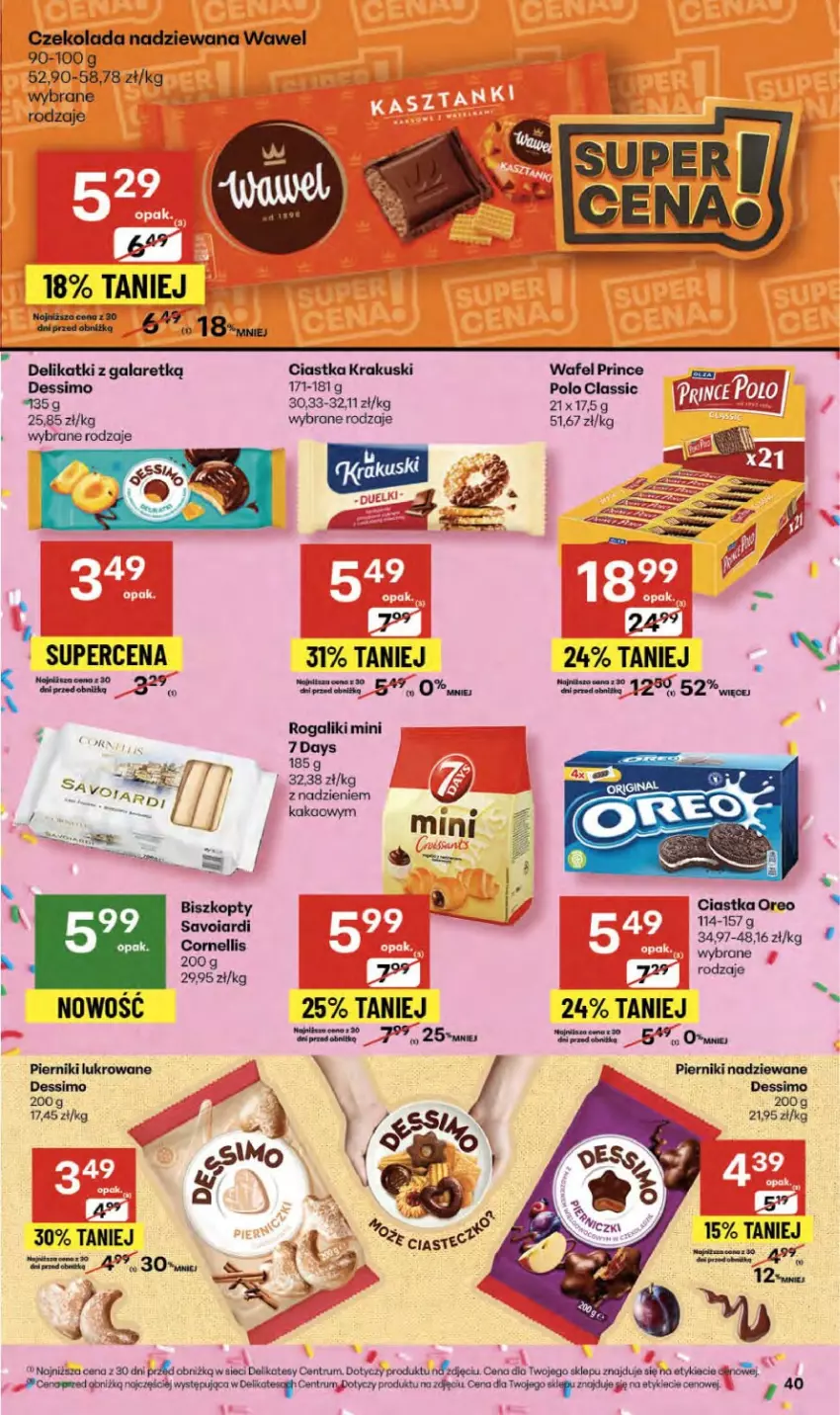 Gazetka promocyjna Delikatesy Centrum - Franczyza DC42 Czwartek - ważna 16.10 do 22.10.2025 - strona 40 - produkty: 7 Days, Ciastka, Czekolada, Czekolada nadziewana, Gala, Kakao, Krakus, Krakuski, Oreo, Piernik, Rogal, Rum, Wawel