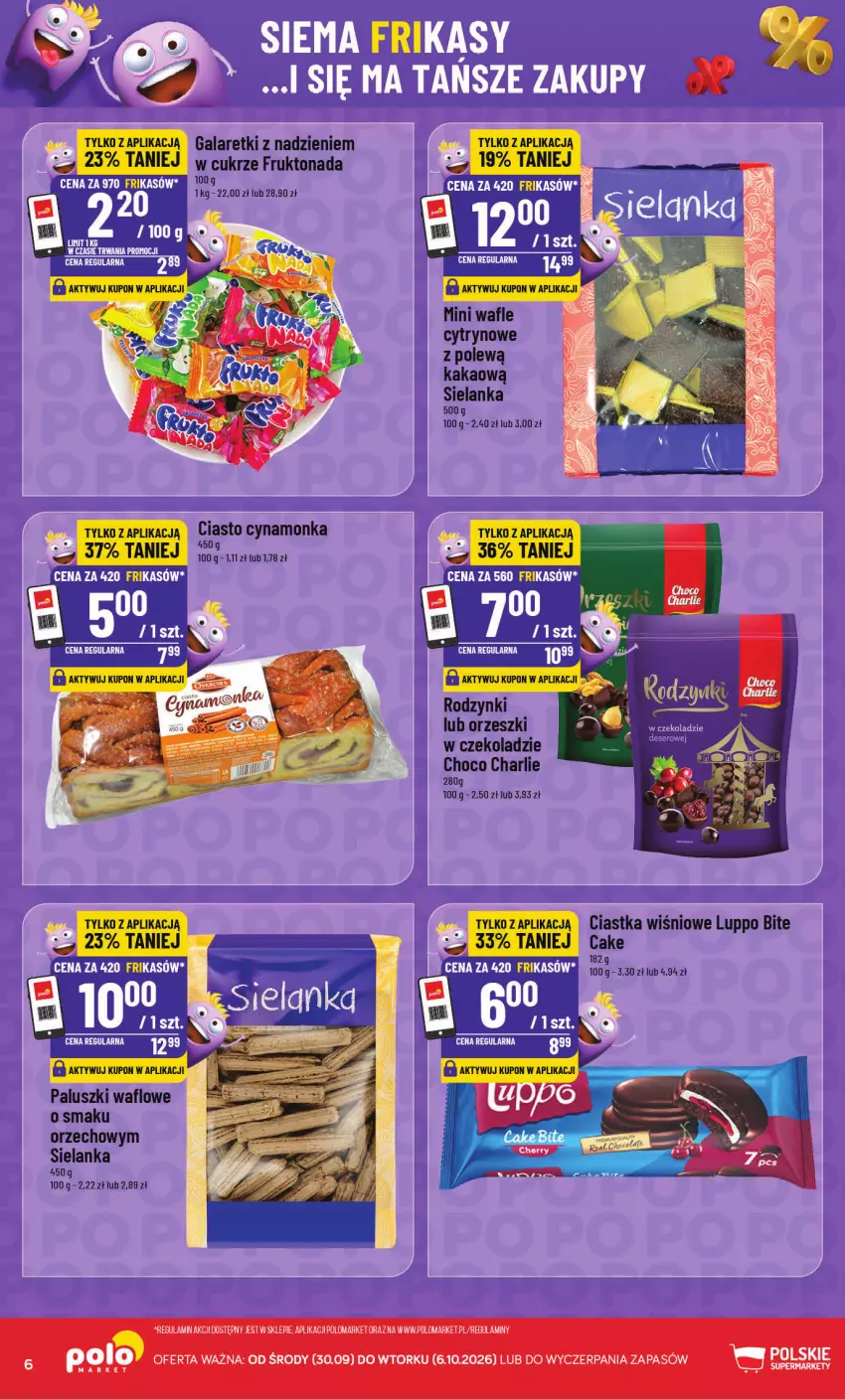 Gazetka promocyjna PoloMarket - Frikasy od 30.09 - ważna 30.09 do 06.10.2026 - strona 6 - produkty: Ciastka, Gala, Galaretki, Kakao, Orzeszki, Rodzynki, Wafle