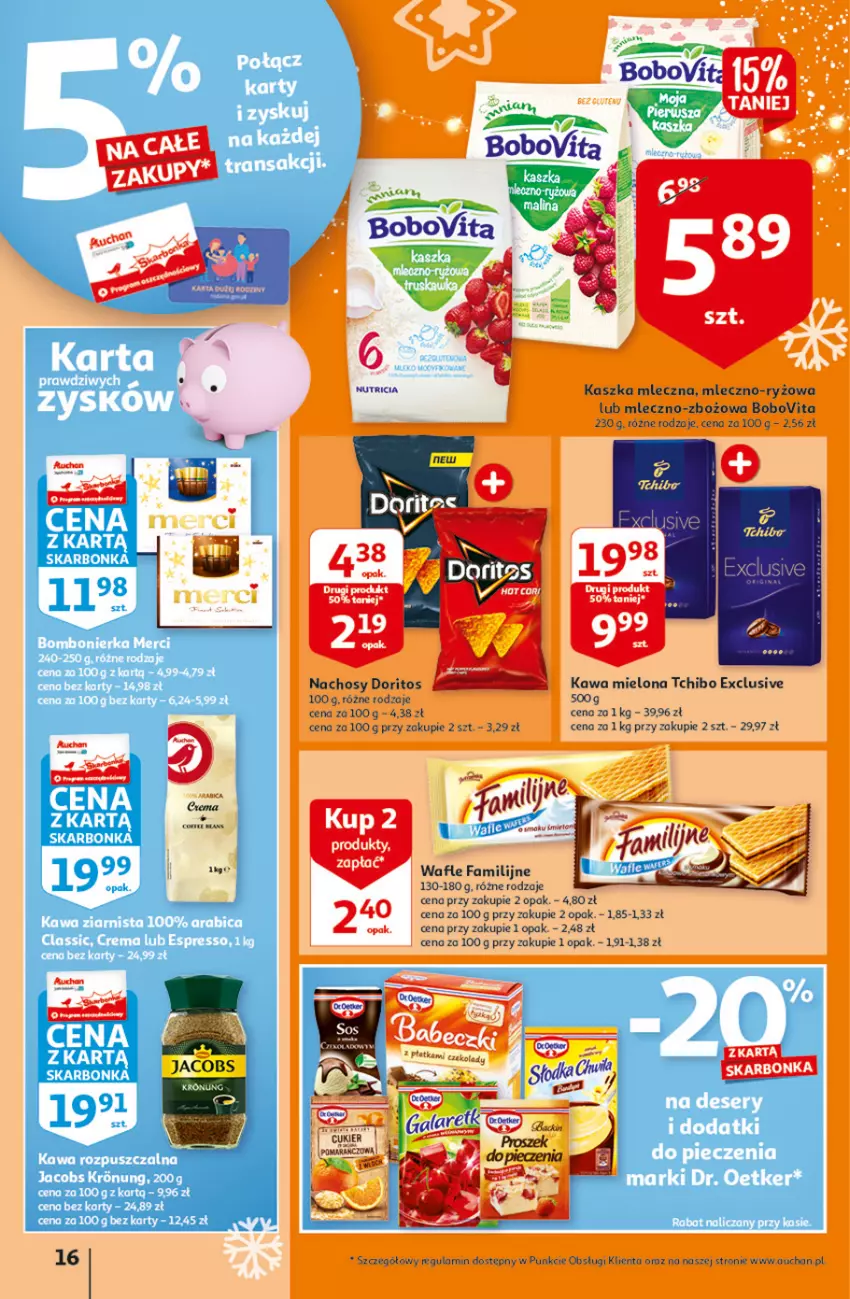 Gazetka promocyjna Auchan - Magia cenowa Hipermarkety - ważna 18.11 do 24.11.2021 - strona 16 - produkty: BIC, BoboVita, Cukier, Deser, Dr. Oetker, Fa, Jacobs, Kawa, Kawa mielona, Kawa rozpuszczalna, Kawa ziarnista, Piec, Ryż, Ser, Tchibo, Tran, Wafle