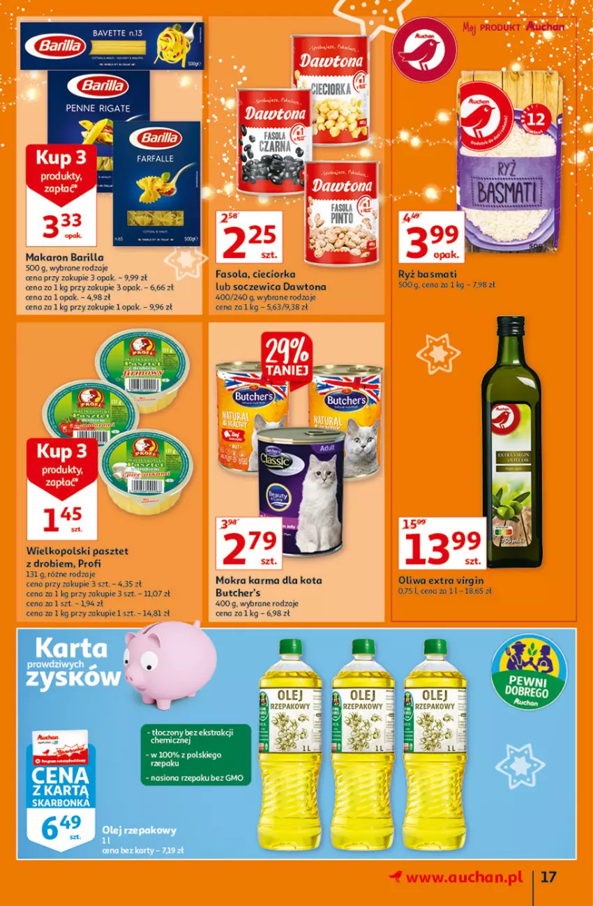 Gazetka promocyjna Auchan - Magia cenowa Hipermarkety - ważna 18.11 do 24.11.2021 - strona 17 - produkty: Barilla, Butcher's, Cieciorka, Dawtona, Fa, Fasola, Gin, Makaron, Mokra karma, Orka, Pasztet, Ryż, Ryż basmati