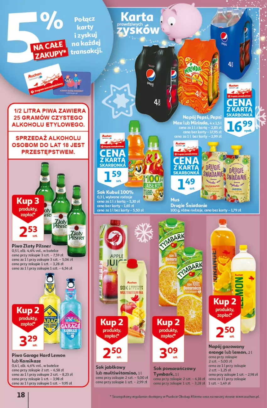 Gazetka promocyjna Auchan - Magia cenowa Hipermarkety - ważna 18.11 do 24.11.2021 - strona 18 - produkty: Gra, Napój, Napój gazowany, Piwa, Piwo, Sok, Sok jabłkowy, Tymbark