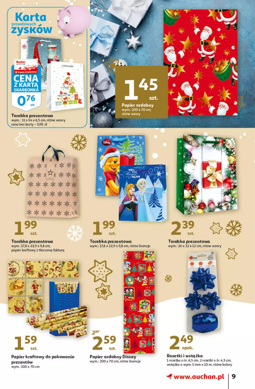 Gazetka promocyjna Auchan - Magia cenowa Hipermarkety - ważna 18.11 do 24.11.2021 - strona 9 - produkty: Disney, Fa, Papier, Papier ozdobny, Por, Torebka, Wstążka