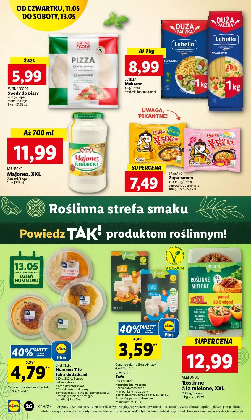 Gazetka promocyjna Lidl - GAZETKA - ważna 11.05 do 13.05.2023 - strona 32 - produkty: Bell, Bella, Fa, Hummus, Lubella, Majonez, Makaron, Mus, Ser, Spaghetti, Tofu, Waga, Zupa