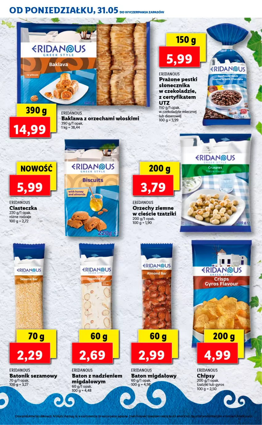 Gazetka promocyjna Lidl - FESTIWAL GRECKICH SMAKÓW - ważna 31.05 do 04.06.2021 - strona 19 - produkty: Baton, Chipsy, Deser, Gyros, Ser, Sezam, Tonik