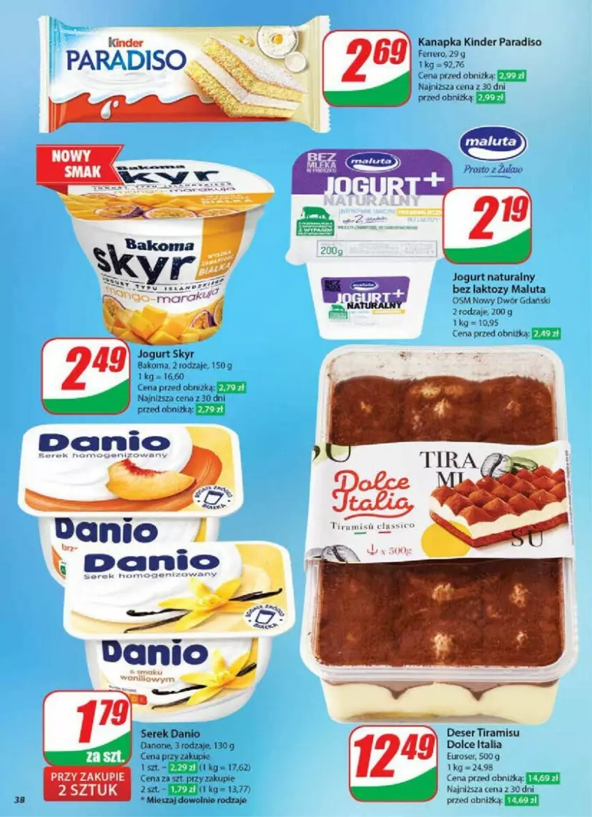 Gazetka promocyjna Dino - ważna 06.11 do 12.11.2024 - strona 32 - produkty: Bakoma, Danio, Danone, Deser, Jogurt, Jogurt naturalny, Kinder, Ser, Serek