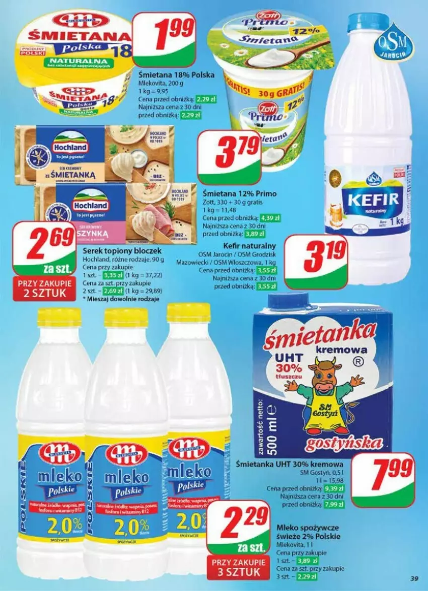 Gazetka promocyjna Dino - ważna 06.11 do 12.11.2024 - strona 33 - produkty: Gra, Hochland, Kefir, Kefir naturalny, Mleko, Ser, Serek, Top, Zott