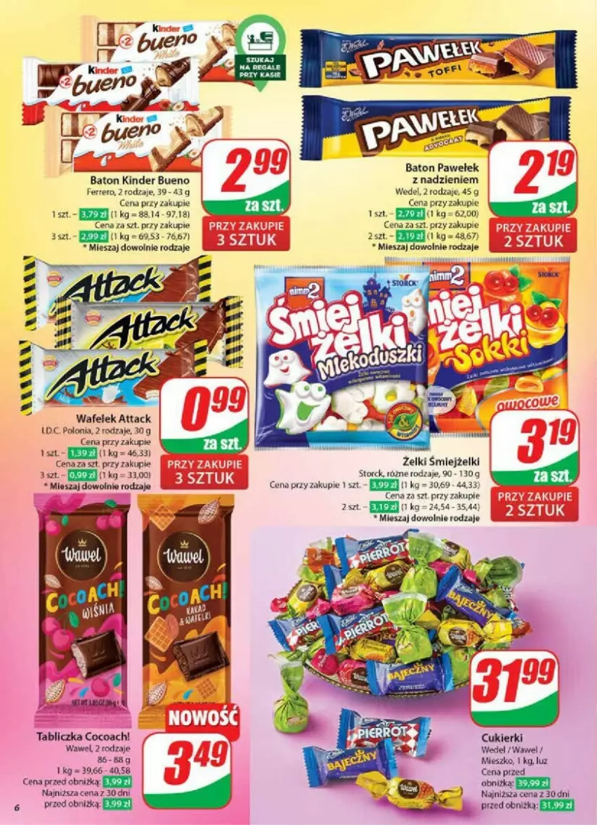 Gazetka promocyjna Dino - ważna 06.11 do 12.11.2024 - strona 56 - produkty: Baton, Cukier, Cukierki, Ferrero, Kinder, Kinder Bueno, Wafelek, Wawel