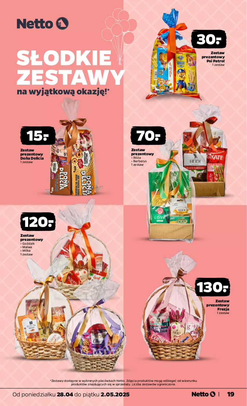 Gazetka promocyjna Netto - Od Poniedziałku - ważna 05.05 do 10.05.2025 - strona 19 - produkty: Gra, Milka, Psi Patrol, Róża, Zestaw prezentowy