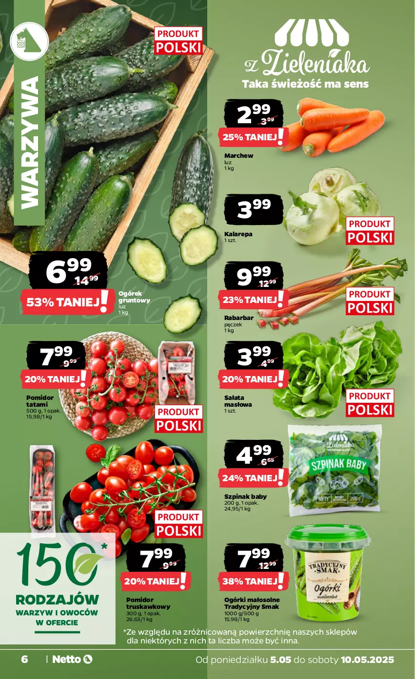 Gazetka promocyjna Netto - Od Poniedziałku - ważna 05.05 do 10.05.2025 - strona 6 - produkty: Grunt, Masło, Ogórek, Sałat, Sałata masłowa, Szpinak, Warzywa