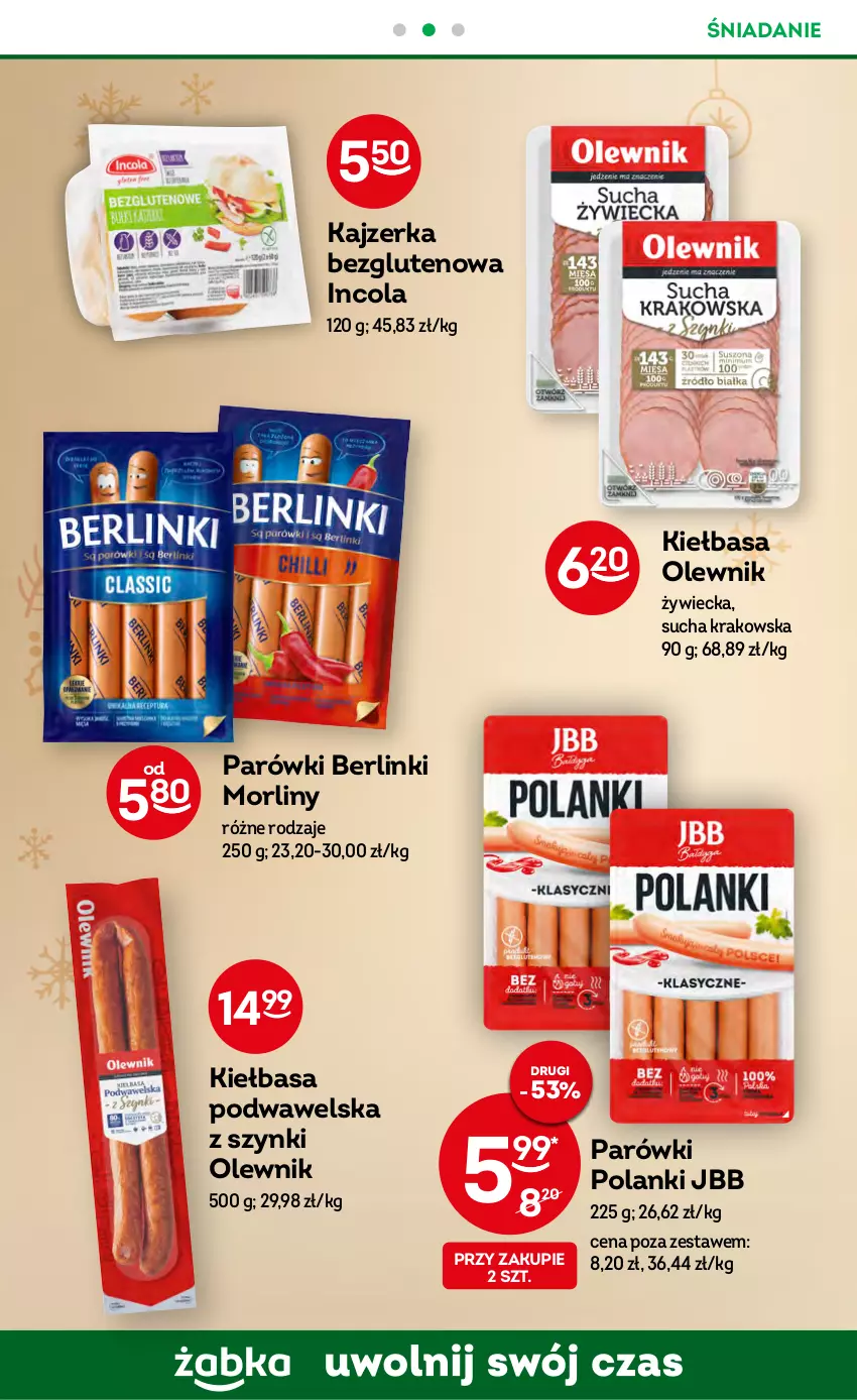 Gazetka promocyjna Żabka - ważna 14.12 do 20.12.2022 - strona 38 - produkty: Berlinki, Kajzerka, Kiełbasa, Kiełbasa podwawelska, Lanki, Morliny, Olewnik, Parówki, Wawel