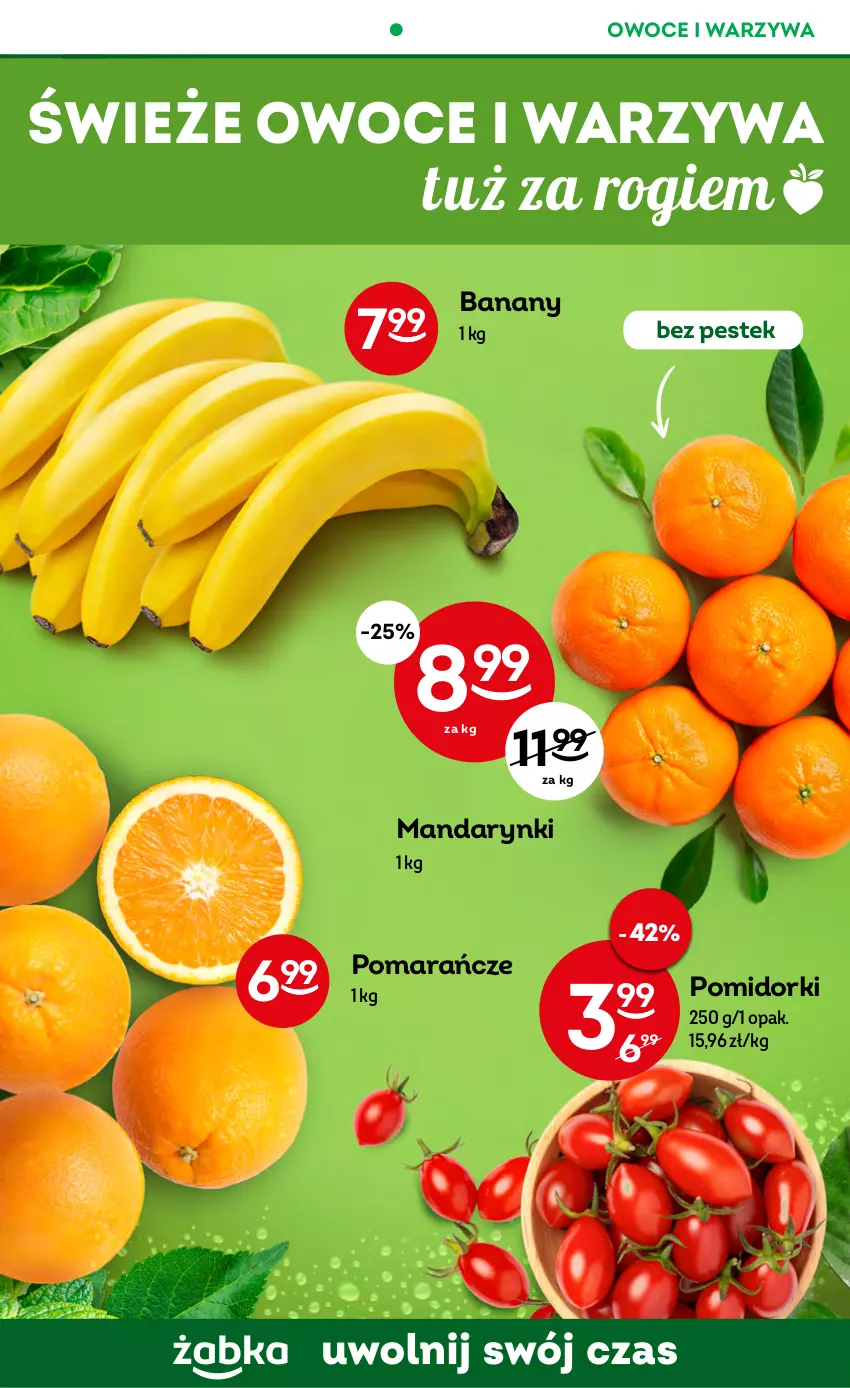 Gazetka promocyjna Żabka - ważna 14.12 do 20.12.2022 - strona 44 - produkty: Banany, Mandarynki, Owoce, Pomarańcze, Pomidorki, Stek, Warzywa
