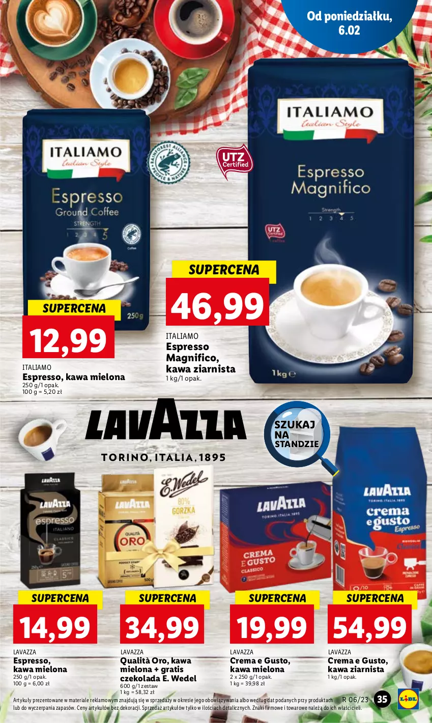 Gazetka promocyjna Lidl - GAZETKA - ważna 06.02 do 08.02.2023 - strona 37 - produkty: Czekolada, E. Wedel, Gra, Kawa, Kawa mielona, Kawa ziarnista, Lavazza