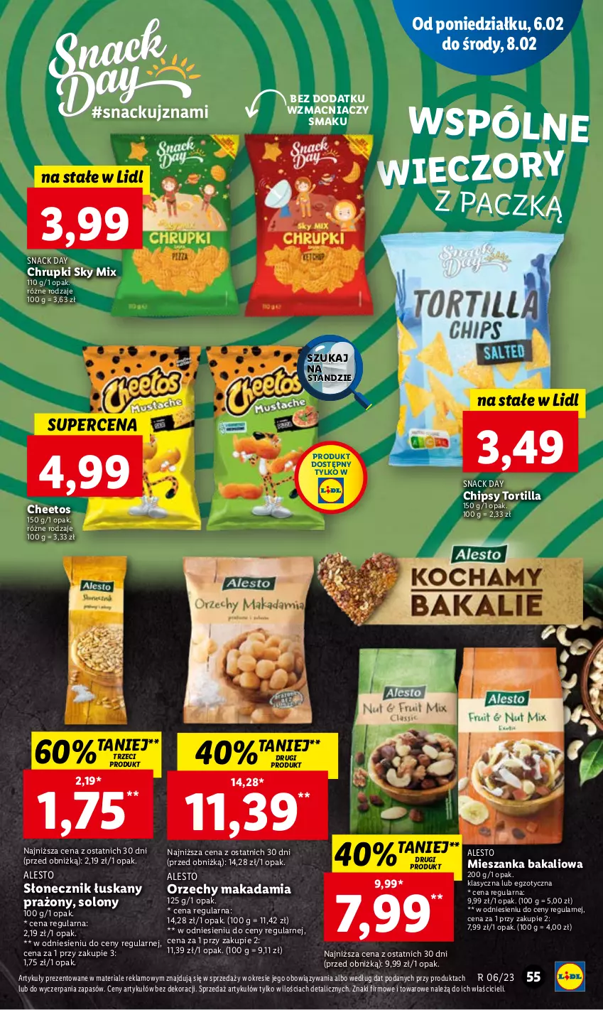 Gazetka promocyjna Lidl - GAZETKA - ważna 06.02 do 08.02.2023 - strona 57 - produkty: Cheetos, Chipsy, Chrupki, Mieszanka bakaliowa, Tortilla