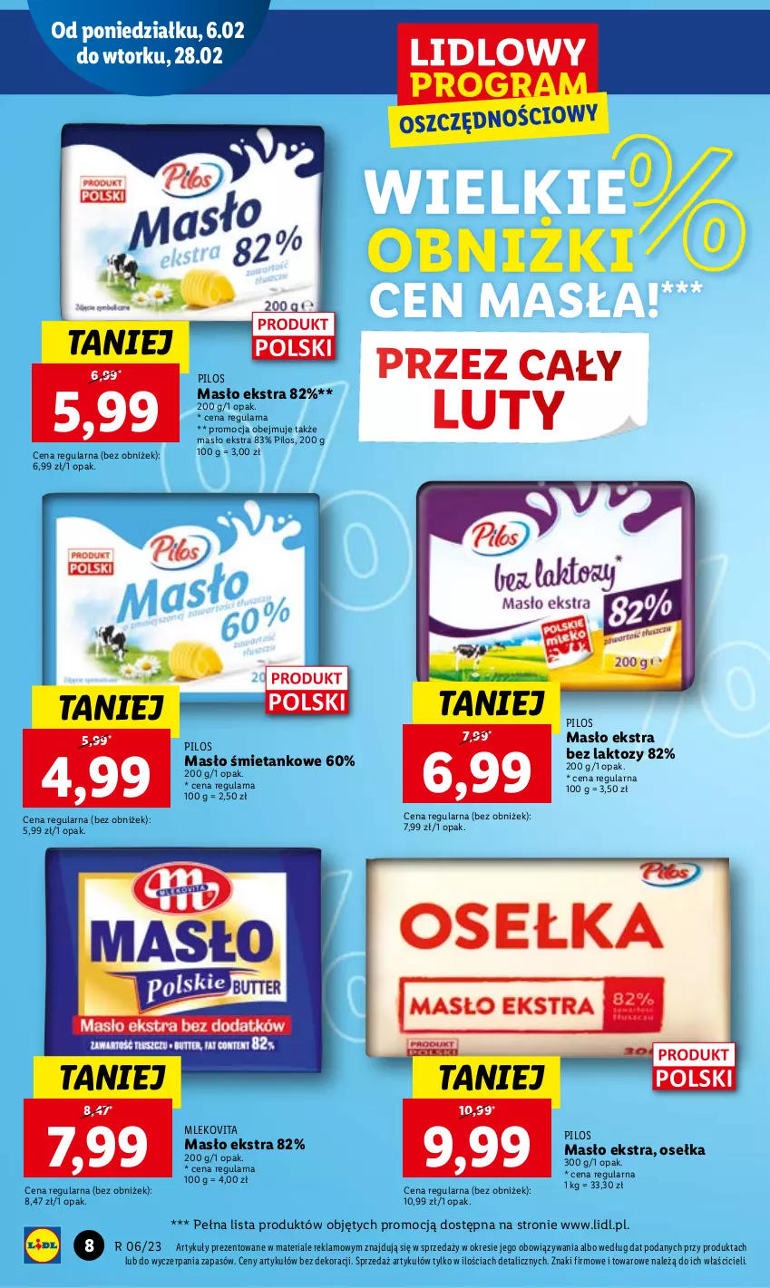 Gazetka promocyjna Lidl - GAZETKA - ważna 06.02 do 08.02.2023 - strona 8 - produkty: Masło, Mleko, Mlekovita, Pilos