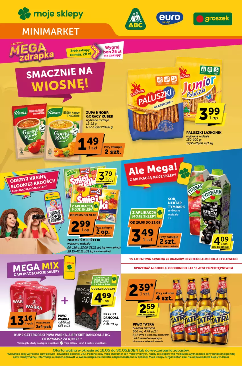 Gazetka promocyjna ABC - ważna 16.05 do 30.05.2024 - strona 1 - produkty: Knorr, Kubek, Lajkonik, Makaron, Nektar, Piwa, Piwo, Rosół, Tatra, Tymbark, Zupa