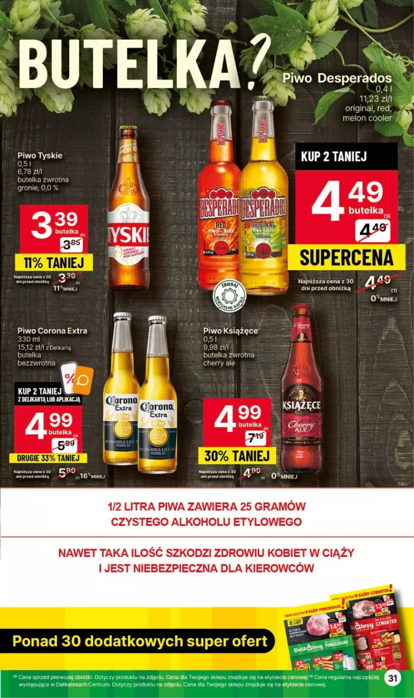 Gazetka promocyjna Delikatesy Centrum - Gazetka DC41czw-sr - ważna 19.10 do 25.10.2023 - strona 31 - produkty: Corona Extra, Desperados, Fa, Gra, Książęce, Melon, Piec, Piwa, Piwo, Rum