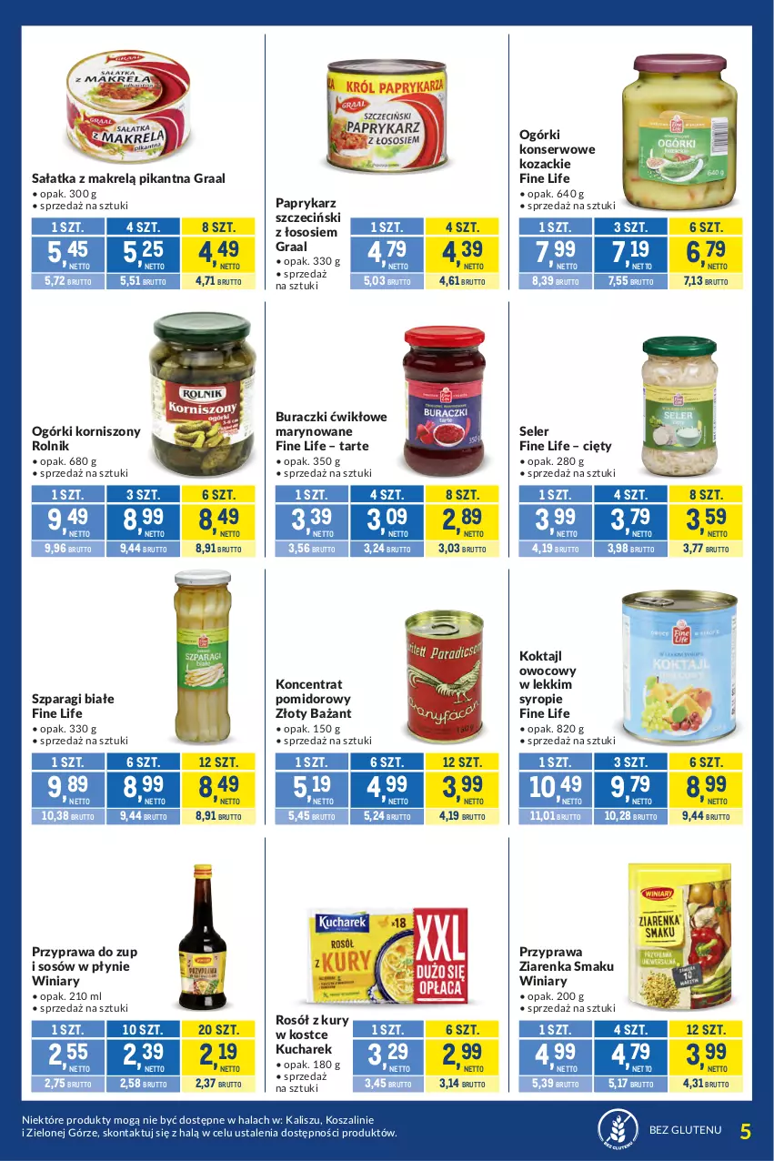 Gazetka promocyjna Makro - Kupujesz więcej płacisz mniej - ważna 07.07 do 03.08.2026 - strona 5 - produkty: Buraczki, Gra, Graal, Koncentrat pomidorowy, Korniszony, Kosz, Kucharek, Makrelą, Ogórki konserwowe, Papryka, Paprykarz, Paprykarz szczeciński, Rolnik, Rosół, Sałat, Sałatka, Sałatka z makrelą, Ser, Sos, Syrop, Szal, Winiary