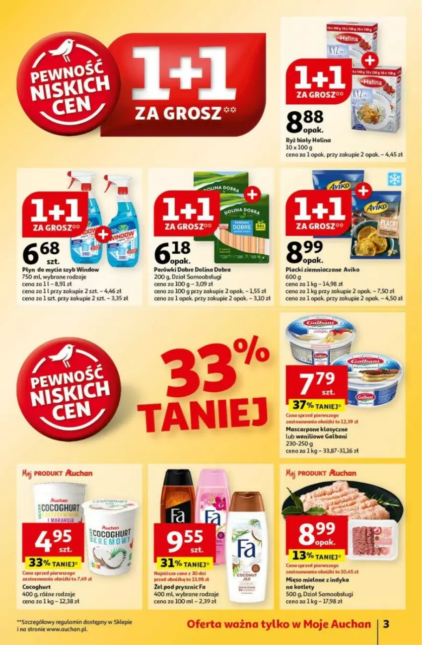 Gazetka promocyjna Auchan - ważna 24.10 do 30.10.2024 - strona 4 - produkty: Fa, Galbani, Lack, Mascarpone, Parówki, Płyn do mycia, Ryż, Ryż biały