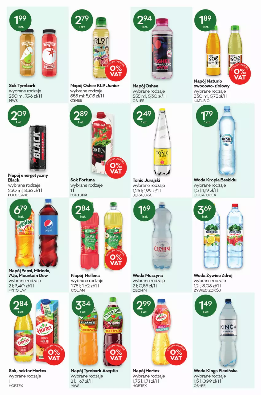 Gazetka promocyjna Groszek - ważna 17.02 do 01.03.2022 - strona 10 - produkty: 7up, Coca-Cola, Fortuna, Hellena, Hortex, Lack, Mirinda, Mus, Napój, Napój energetyczny, Nektar, Oshee, Pepsi, Sok, Szyna, Tymbark, Woda