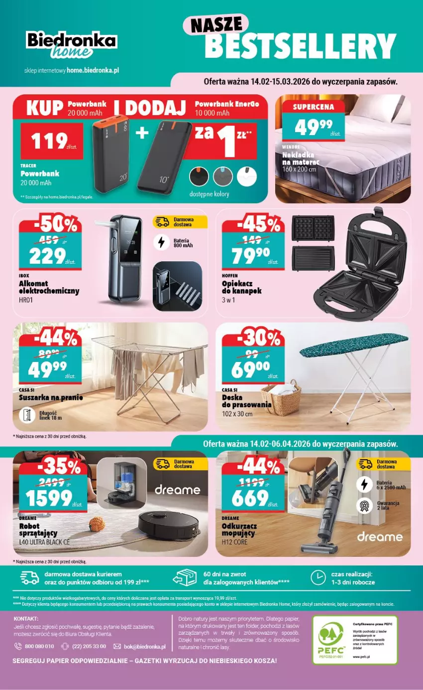 Gazetka promocyjna Biedronka - Home - ważna 14.02 do 21.02.2026 - strona 7 - produkty: Alkomat, Bateria, Lack, Opiekacz do kanapek, Powerbank, Robot, Suszarka, Wiko