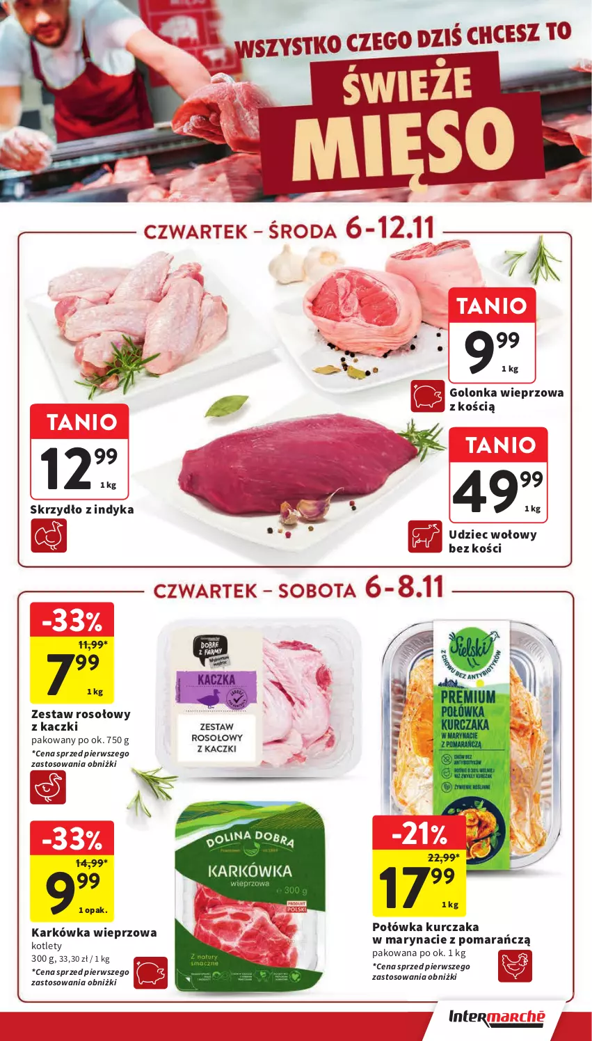 Gazetka promocyjna Intermarche - Gazetka promocyjna - ważna 06.11 do 12.11.2025 - strona 15 - produkty: Golonka wieprzowa, Karkówka wieprzowa, Kotlet, Kurczak, Udziec wołowy, Zestaw rosołowy z kaczki