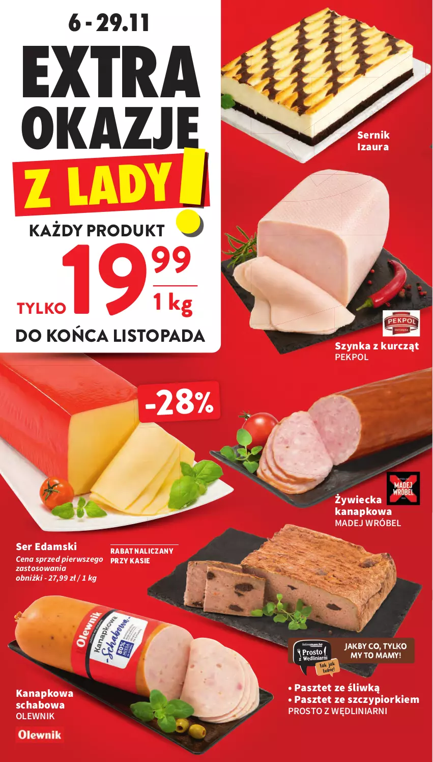 Gazetka promocyjna Intermarche - Gazetka promocyjna - ważna 06.11 do 12.11.2025 - strona 16 - produkty: Edam, Madej Wróbel, Olewnik, Pasztet, Pekpol, Ser, Szynka, Top