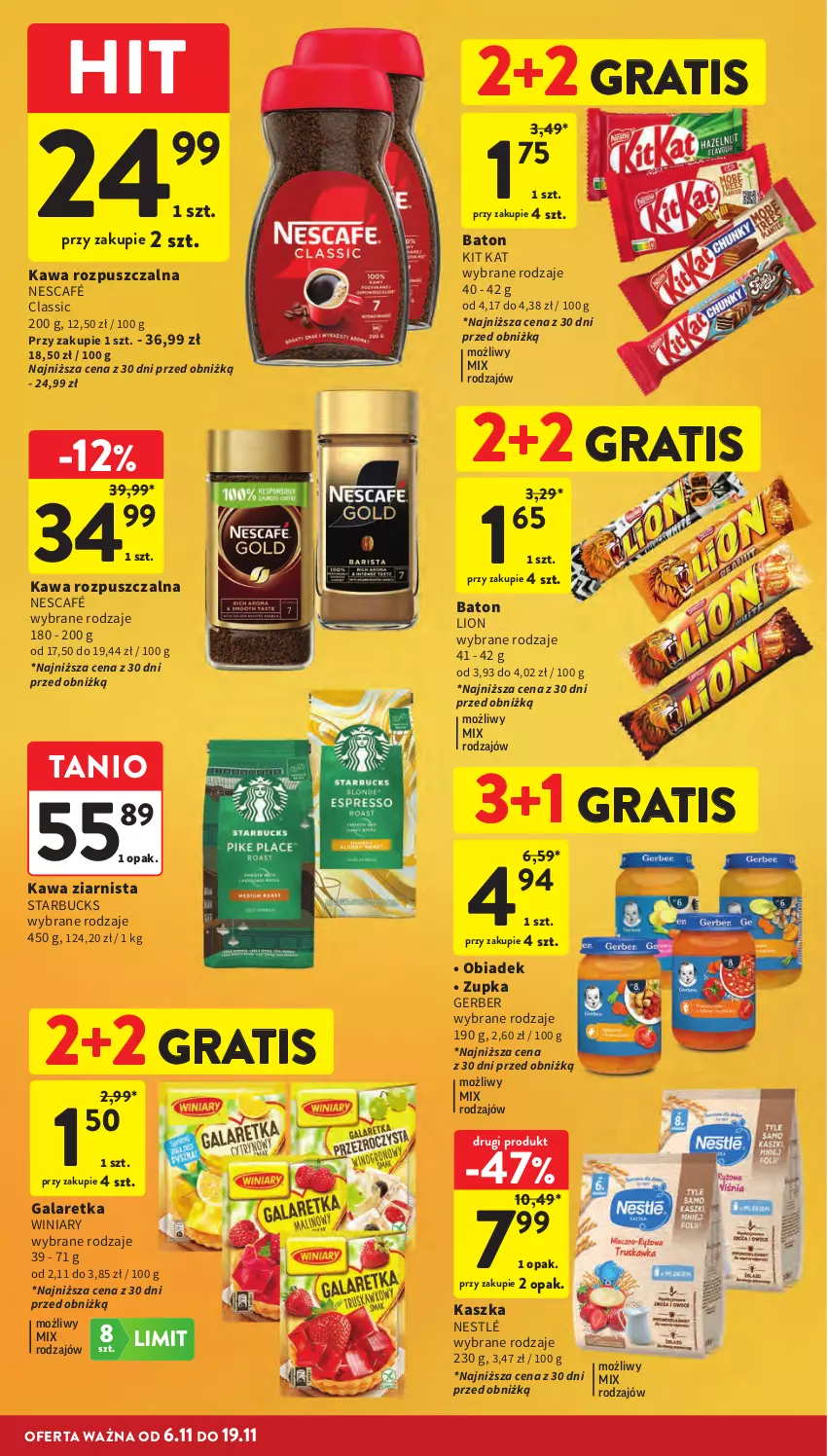 Gazetka promocyjna Intermarche - Gazetka promocyjna - ważna 06.11 do 12.11.2025 - strona 26 - produkty: Baton, Gala, Galaretka, Gerber, Gra, Kawa, Kawa rozpuszczalna, Kawa ziarnista, Kit Kat, Lion, Nescafé, Nestlé, Winiary